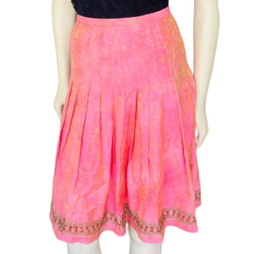 Antonia Melani Gold Embossed Pleated Skirt
